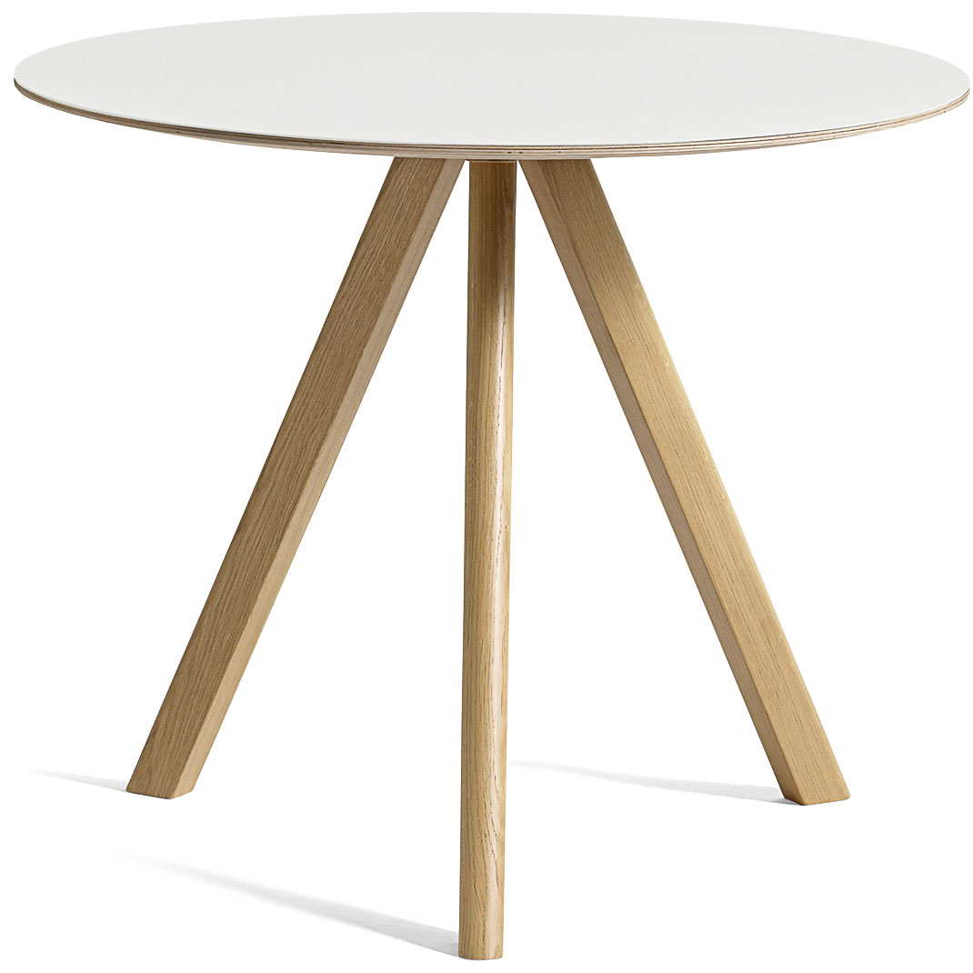CPH20 Tisch Ø90x74 cm, Mit Lack auf Wasserbasis lackiert Eiche / Weiß Laminat