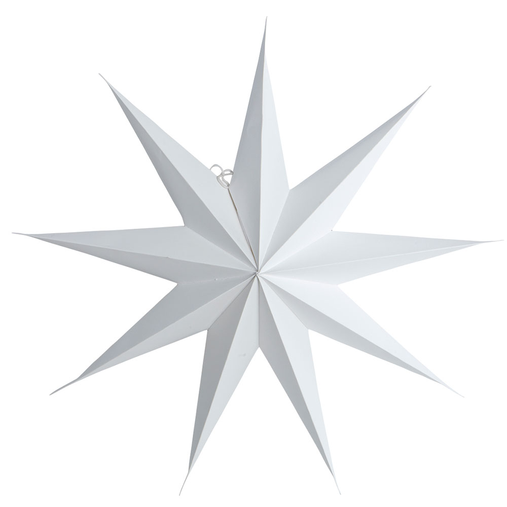 Star Papierstern 9 Spitzen 60 cm, Weiß