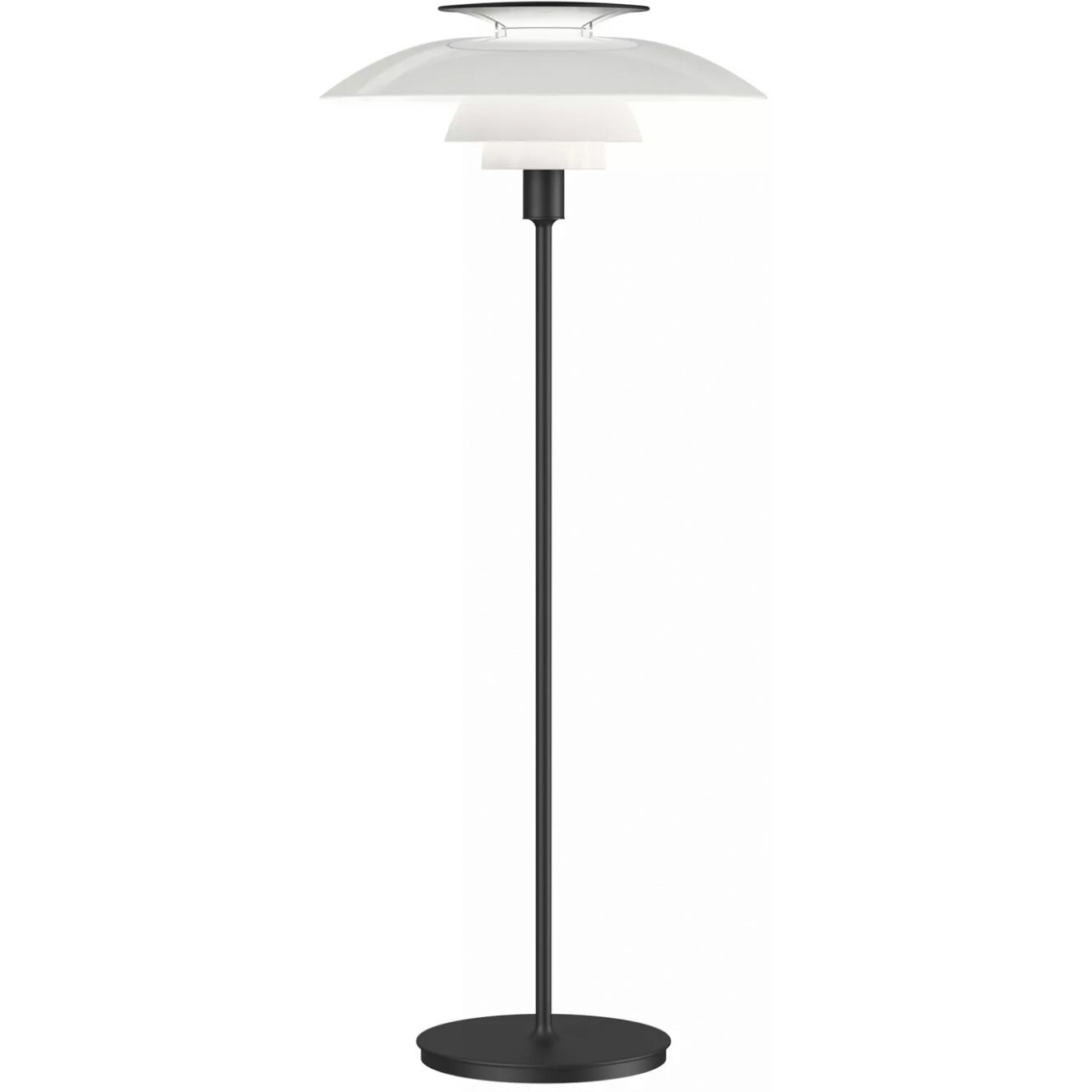 PH 80 Stehlampe mit Dimmer, Weiß Opal Acryl / Schwarz