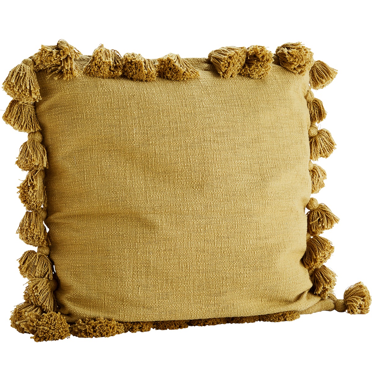 Cushion cover with tassels 60x60 cm, Mustard