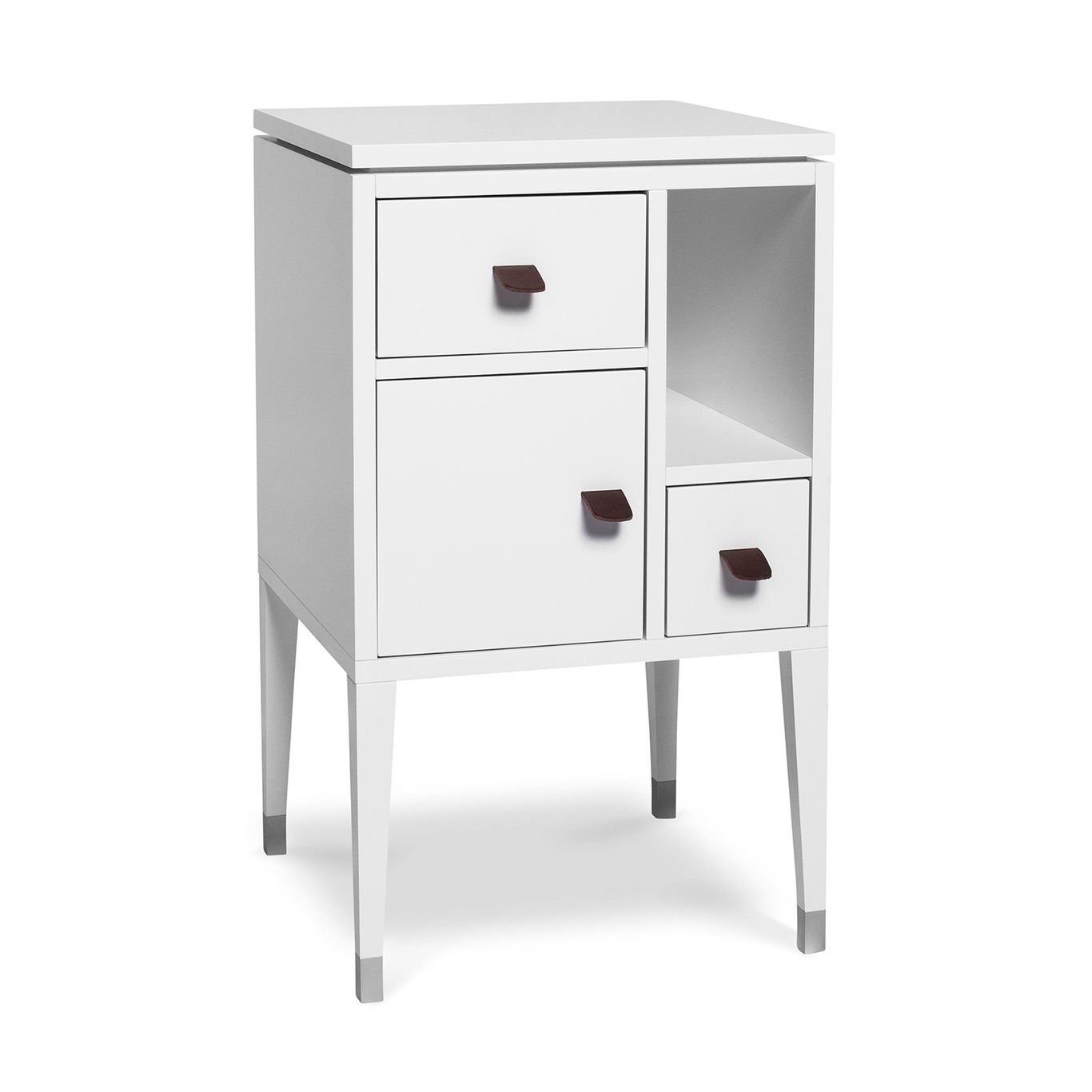Abisko Bedside Table Tall Legs, White Lacquer