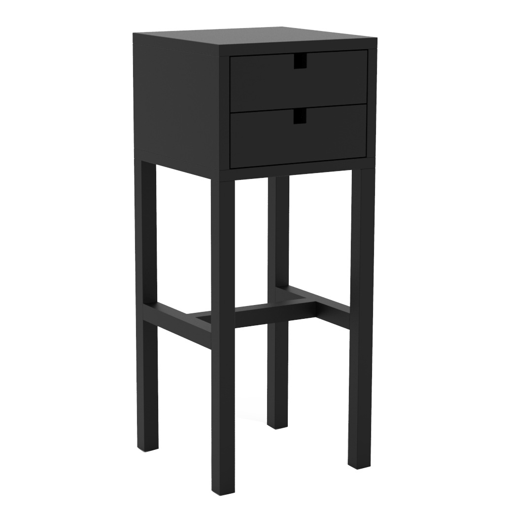 Falsterbo Bedside Table High, Black Lacquer