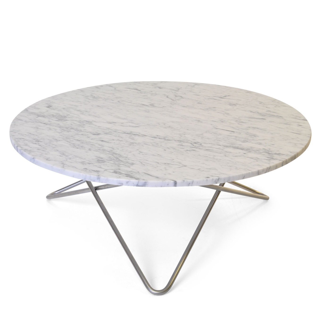 Large O Tisch, Weiss Marmor/Stahl