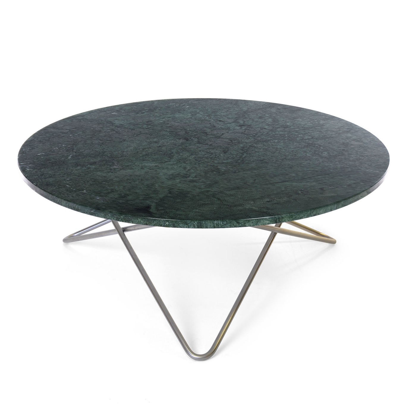 Large O Tisch, Grün Marmor/Stahl