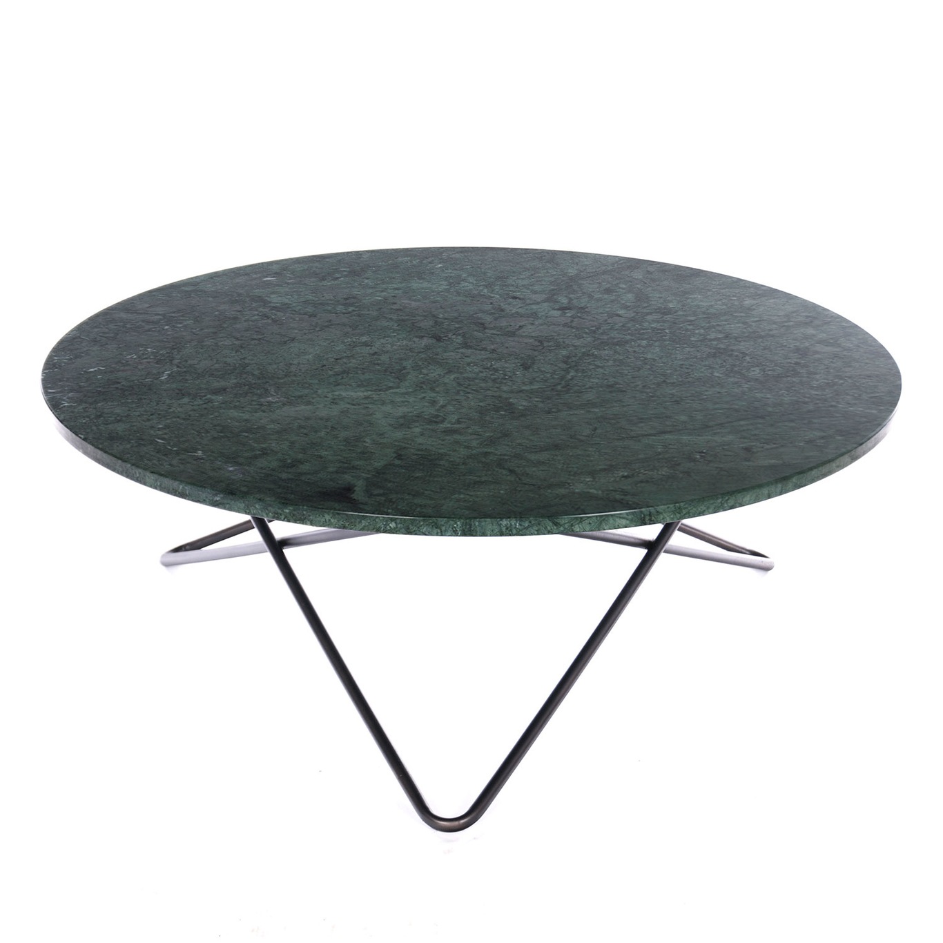Large O Tisch, Grün Marmor/Schwarz