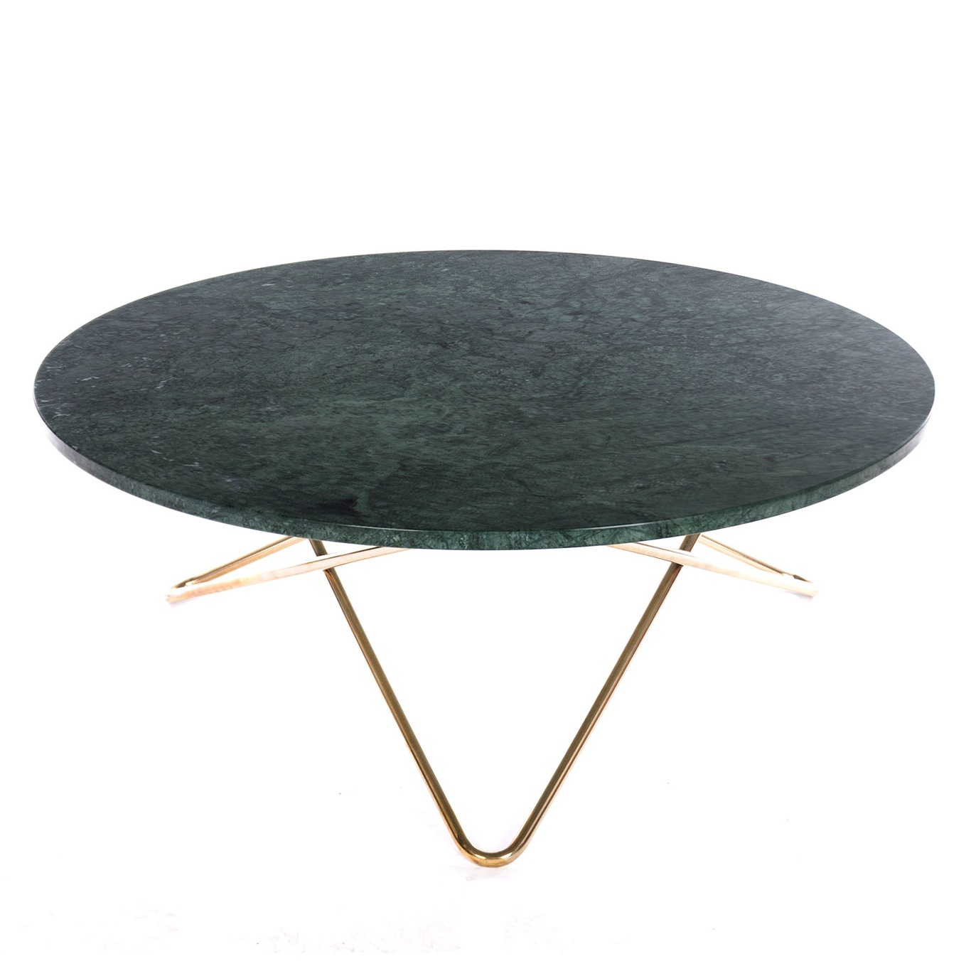 Large O Tisch, Grün Marmor/Messing