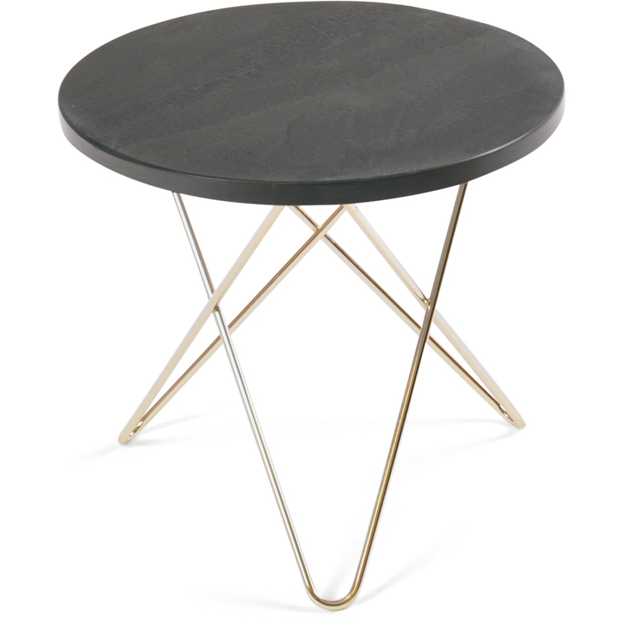 Mini O Side Table Ø40 cm, Brass frame/Rustique Slate