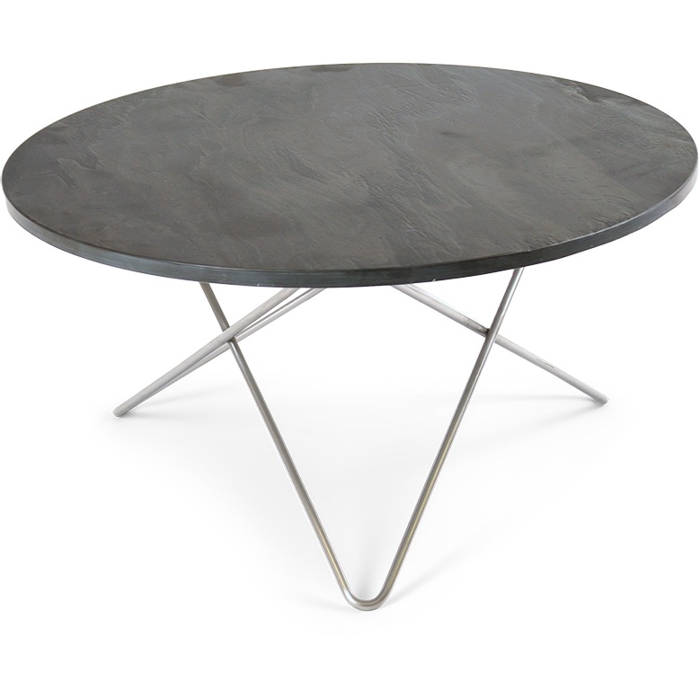 O Coffee Table Ø80 cm, Stainless Steel frame/Rustique slate