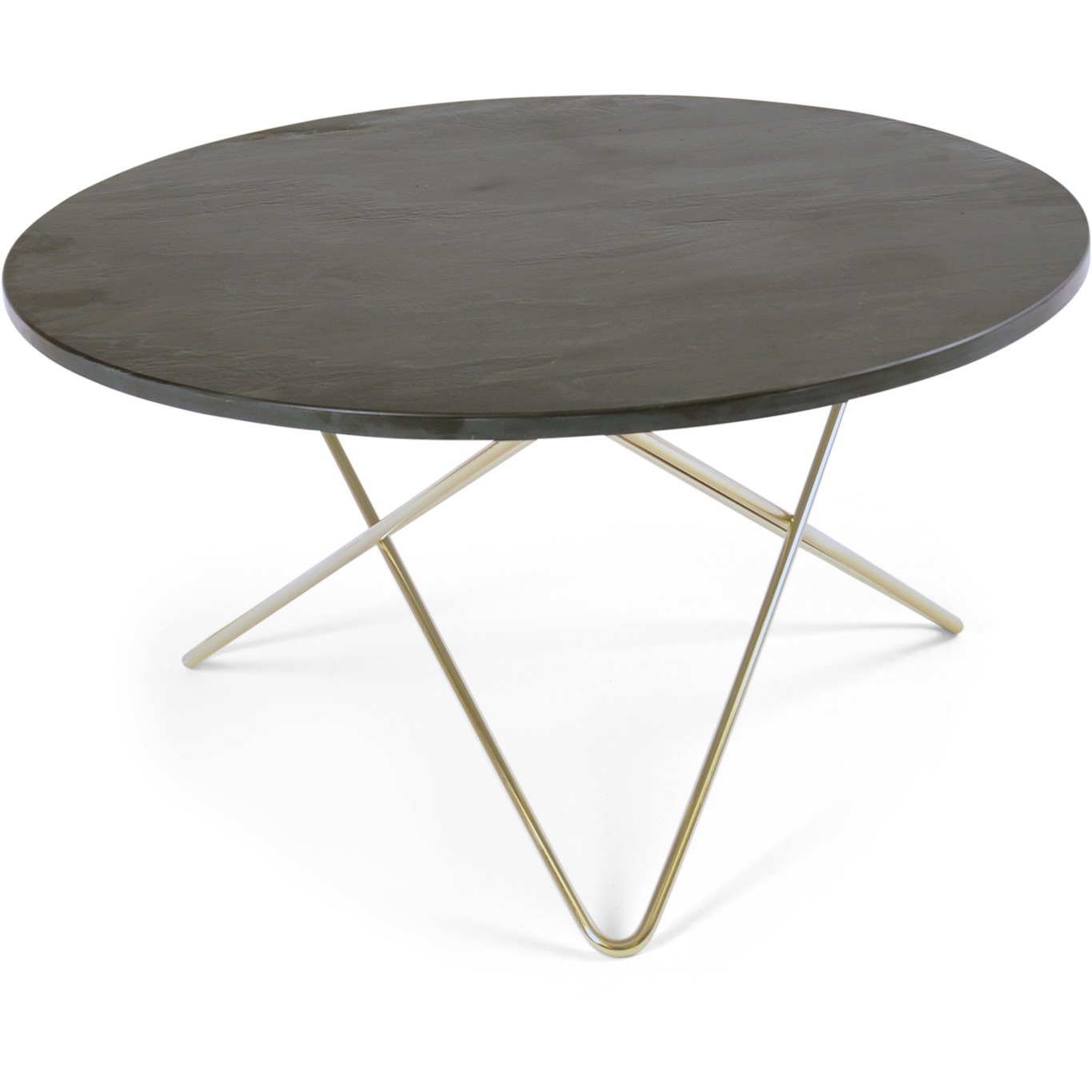 O Coffee Table Ø80 cm, Brass frame/Rustique slate