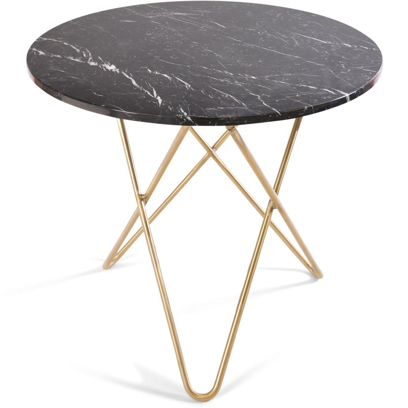 O Dining Table Ø100 cm, Brass frame/Black marble