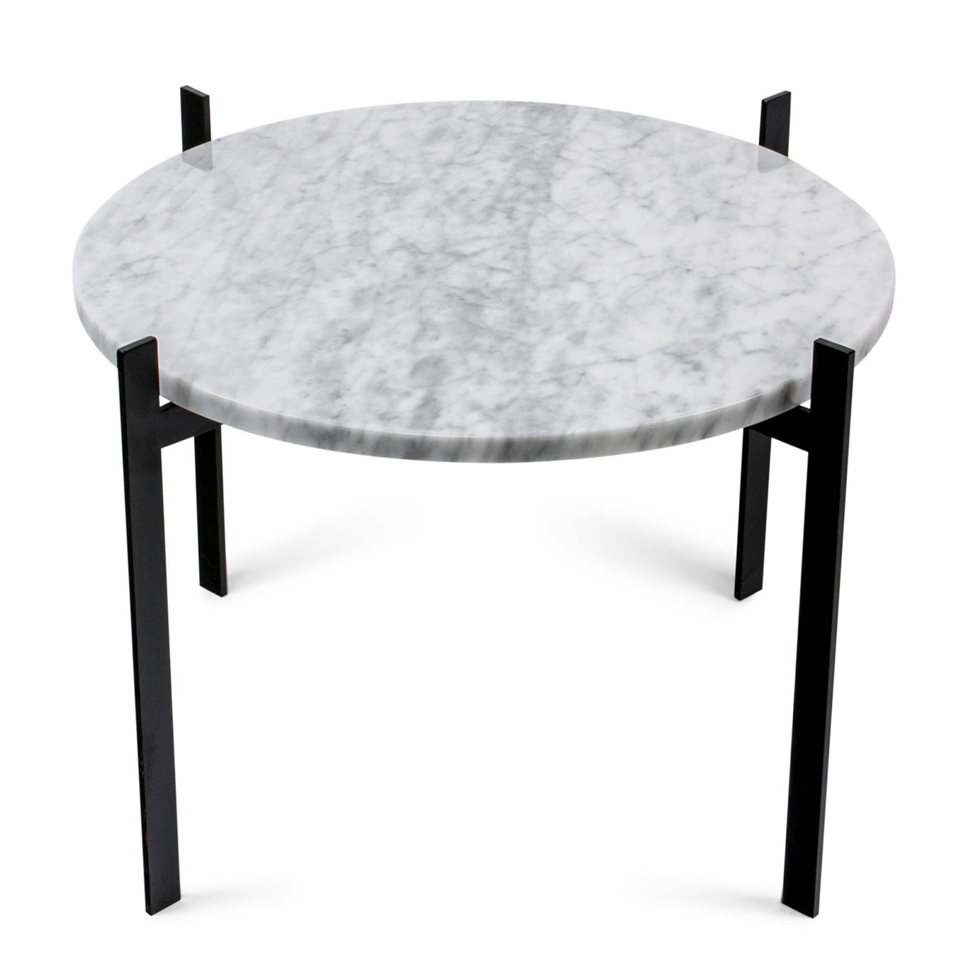 Single Deck Tisch, Weiss Marmor/Schwarz