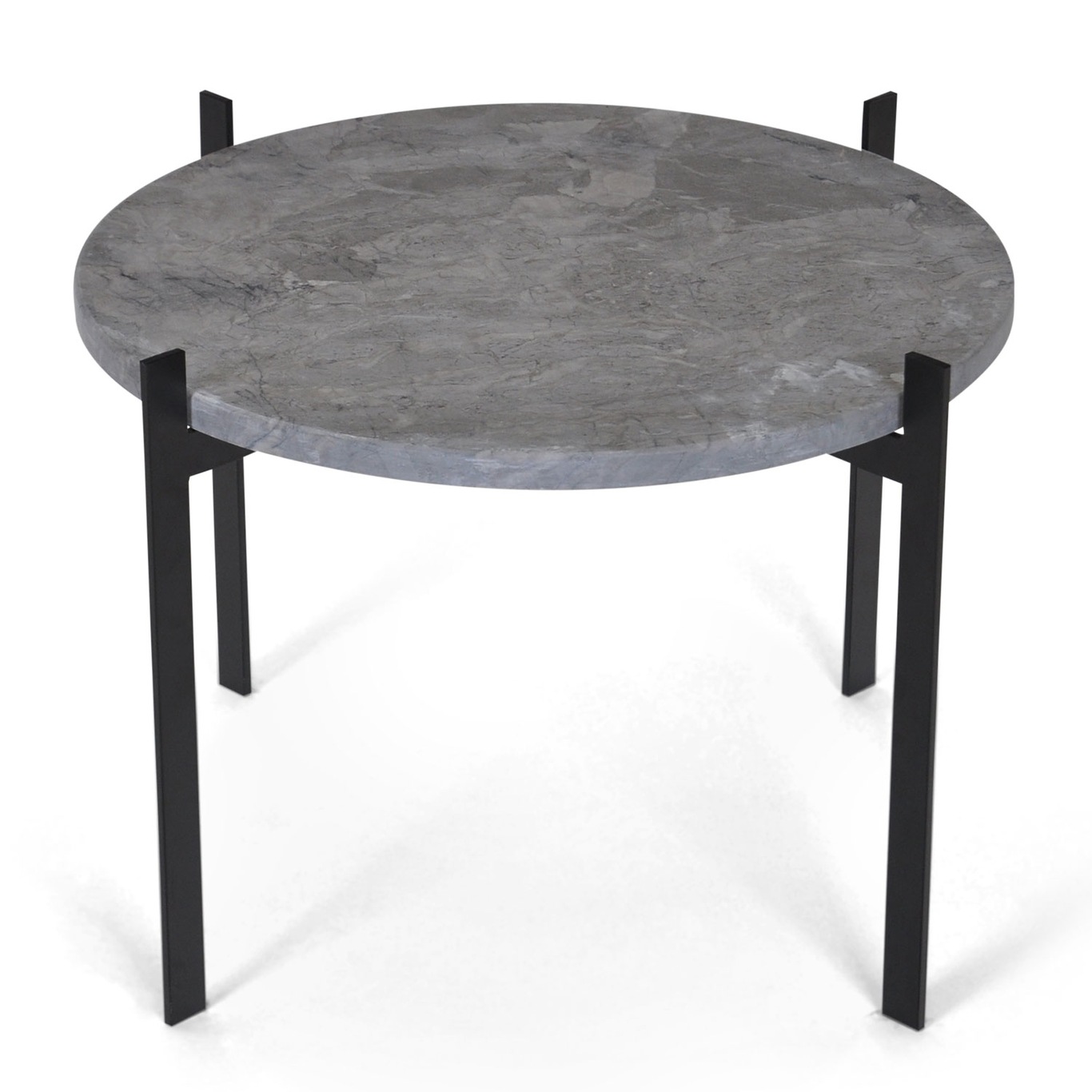 Single Deck Tisch, Grau Marmor/Schwarz
