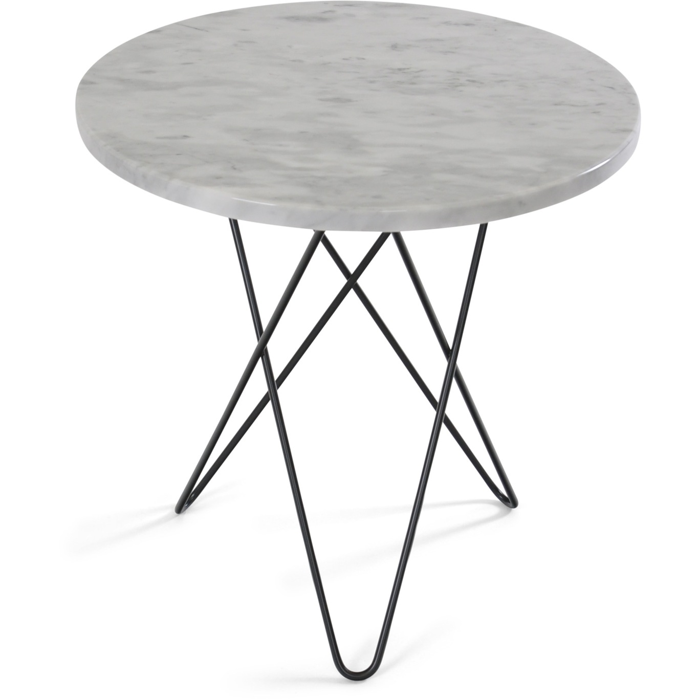 Tall Mini O Side Table Ø50 cm, Black frame/White marble