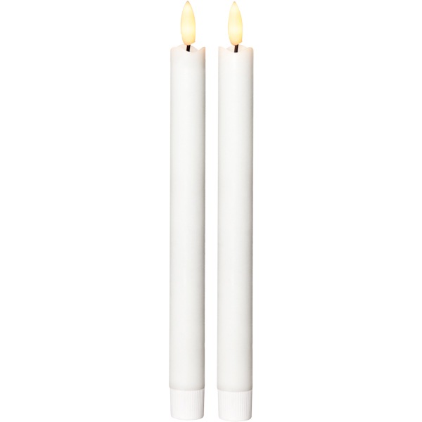 Flamme LED Antike Kerze Weiß 2-er Set, 25 cm