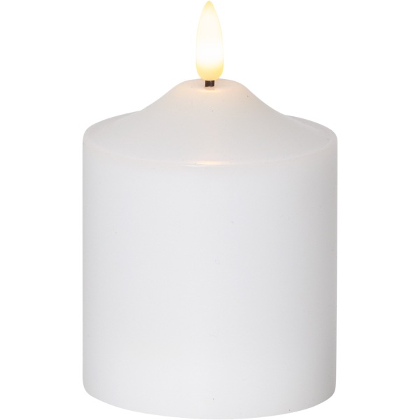 Flamme LED Stumpenkerze Weiß, 12 cm