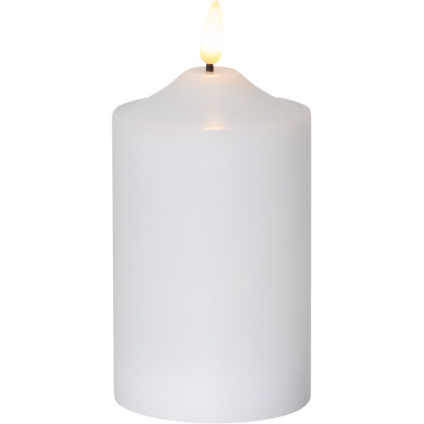 Flamme LED Stumpenkerze Weiß, 15 cm