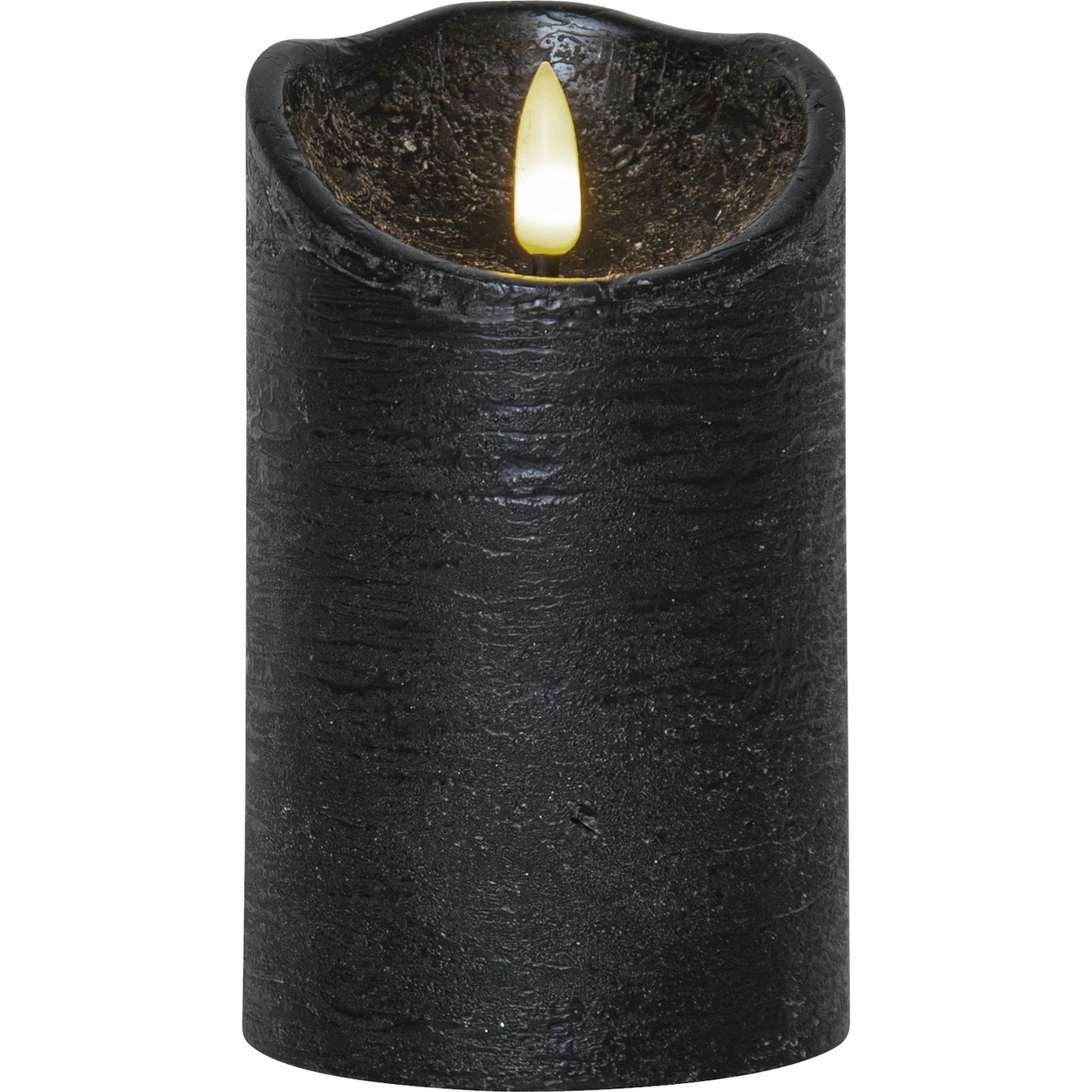 Flamme Rustic LED Stumpenkerze Schwarz, 12 cm