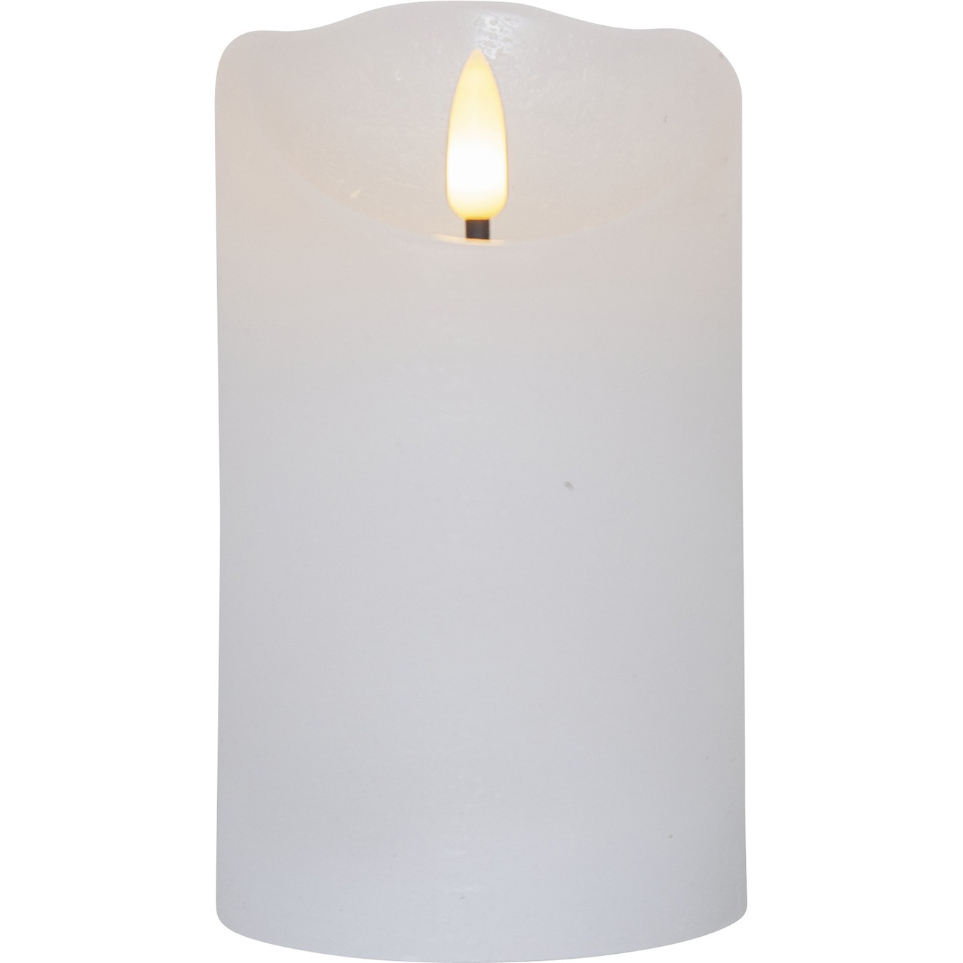Flamme Rustic LED Stumpenkerze Weiß, 12 cm