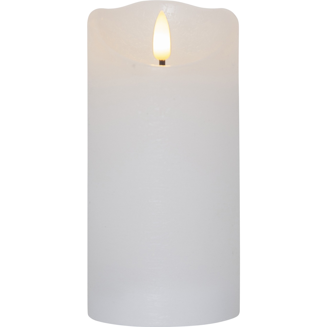Flamme Rustic LED Stumpenkerze Weiß, 15 cm