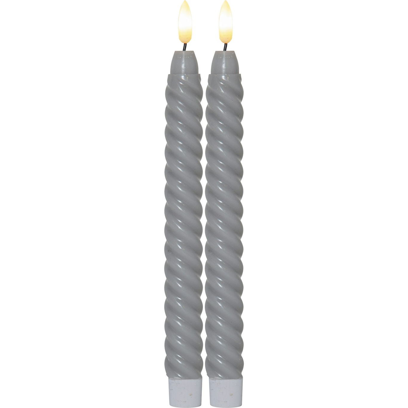Flamme Swirl LED Antike Kerze 25 cm 2-er Set, Grau