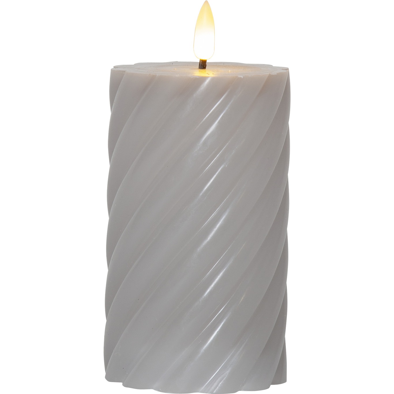 Flamme Swirl LED Stumpenkerze 15 cm, Grau