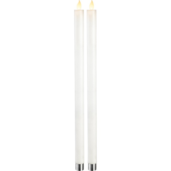 LED Antike Kerze mit Funkelnder Flamme Weiß 2-er Set, 40 cm