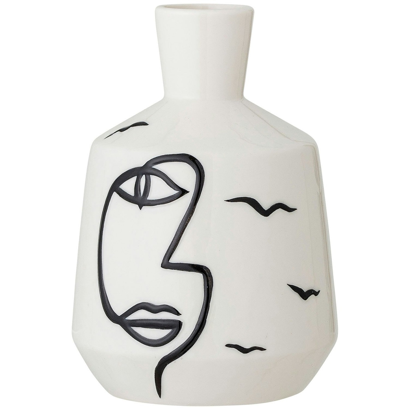 Vase Steingut Weiß 10x15,5 cm