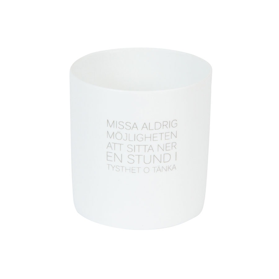 Ernst Zitat Teelichthalter 8 cm, ”Missa Aldrig”