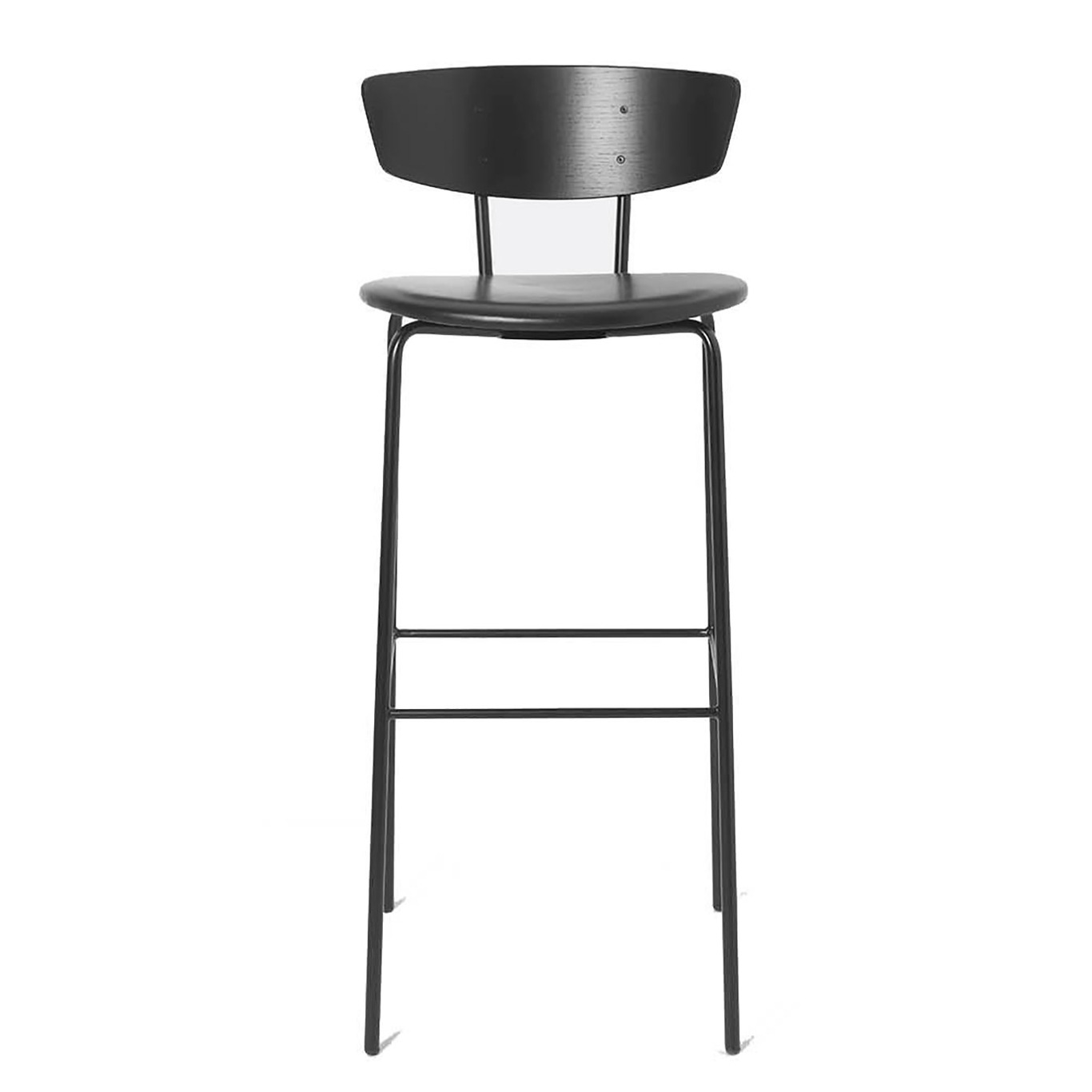 Herman Bar Chair High, Black/Black Leather