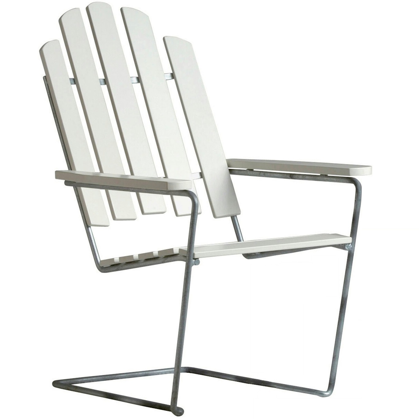 Lounge Stuhl A3, Weiß Lackierte Eiche / Heiß Verzinkter Stahl