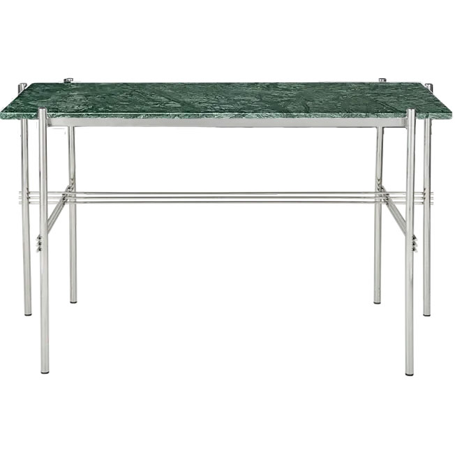TS Schreibtisch 60x120 cm, Poliert Stahl / Grün Guatemala-Marmor