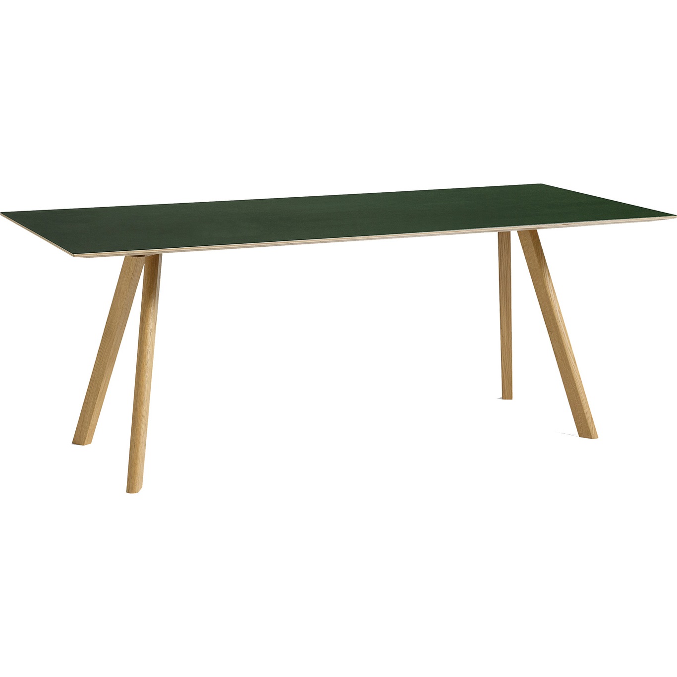 CPH30 Tisch 90x200 cm, Mit Wasserlack Behandelte Eiche/Grün Linoleum