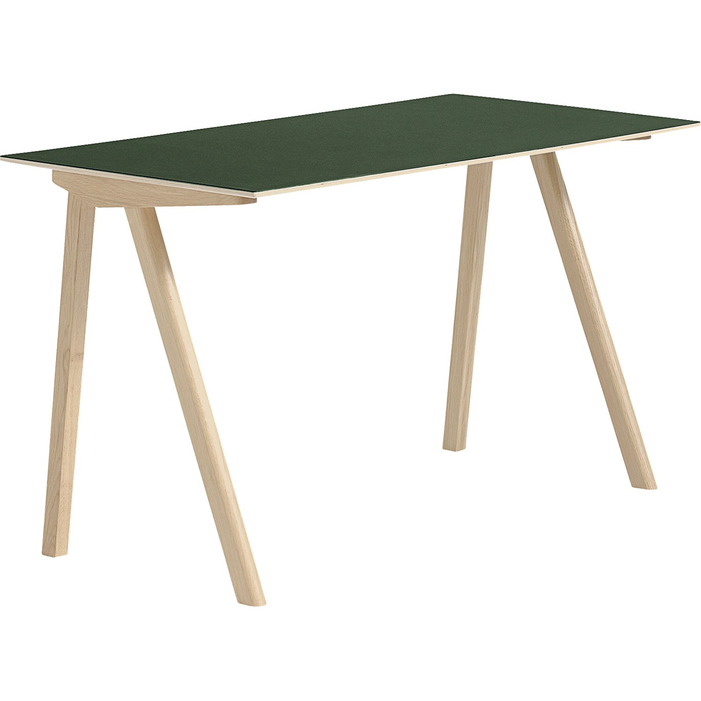 CPH 90 Schreibtisch, Mit Wasserlack Behandelte Eiche/Grün Linoleum