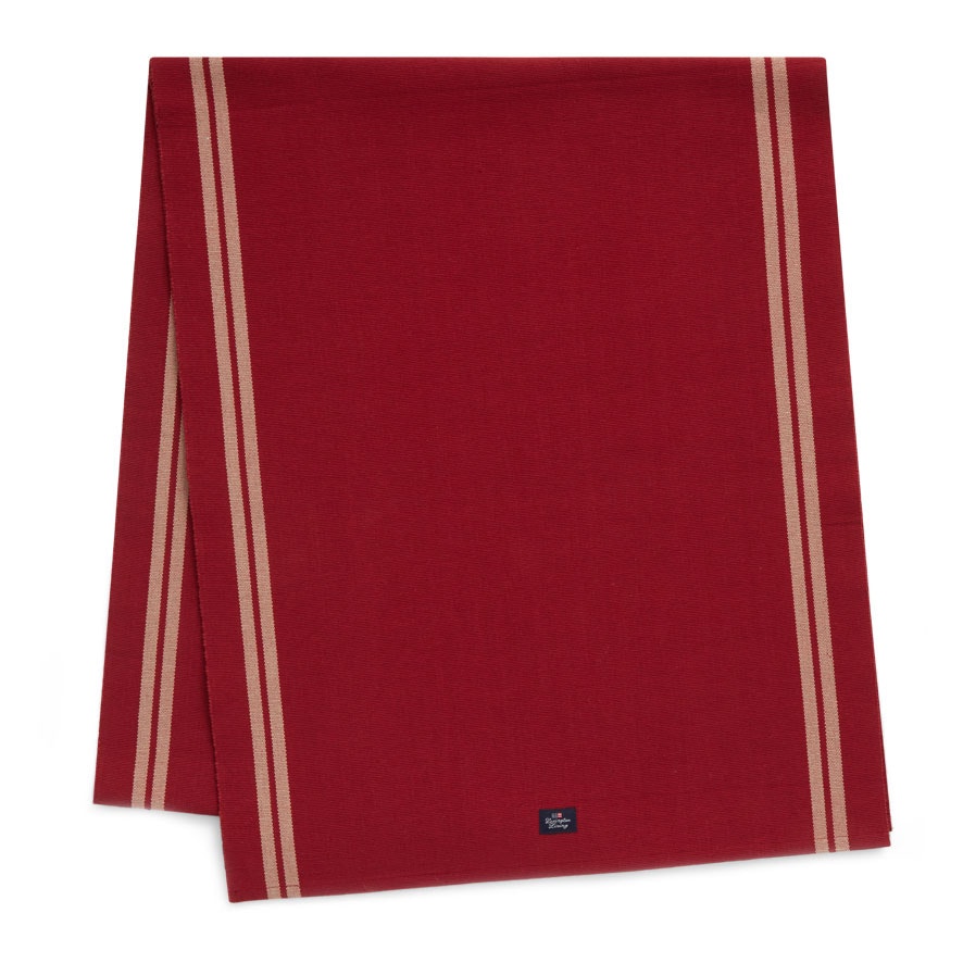 Organic Cotton Rib Tischläufer Rot/Beige 250x50 cm - Lexington @ RoyalDesign