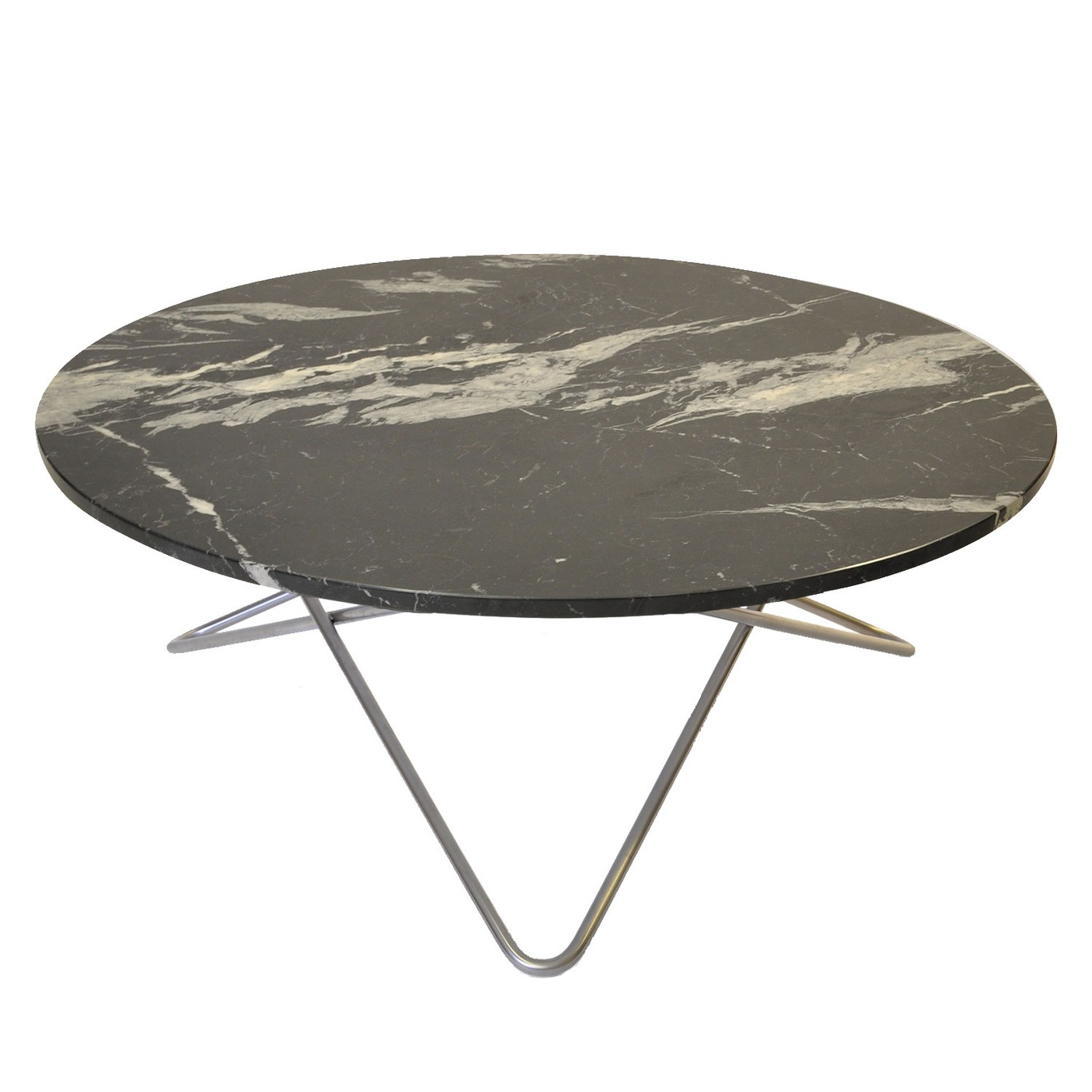 Large O Tisch, Schwarz Marmor/Stahl