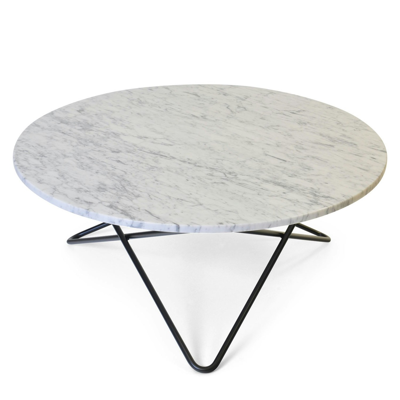 Large O Tisch, Weiss Marmor/Schwarz