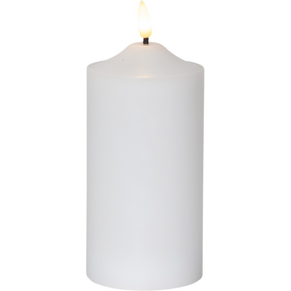 Flamme LED Stumpenkerze Weiß, 17 cm