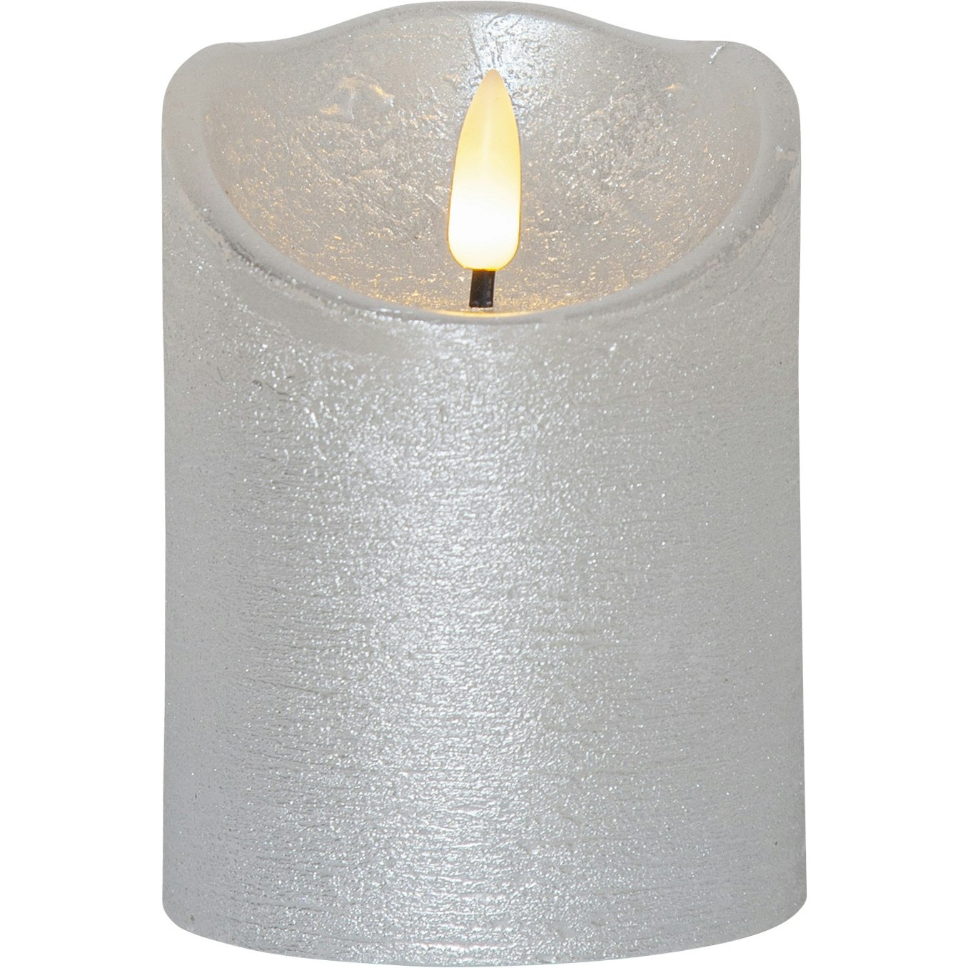 Flamme Rustic LED Stumpenkerze Silber, 10 cm