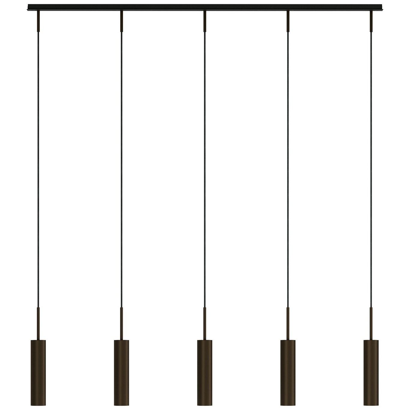 Tubulaire Hanglamp met Stang Bronzed, 5 Hanglampen