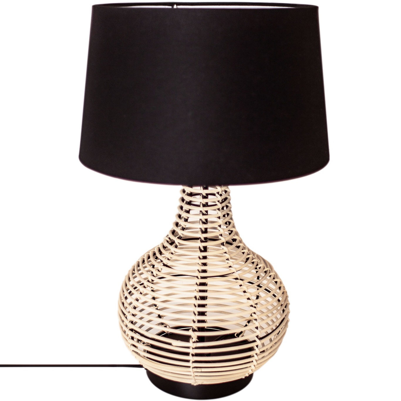 Granada Tafellamp Rotan H58 cm, Natuurlijk / Zwart