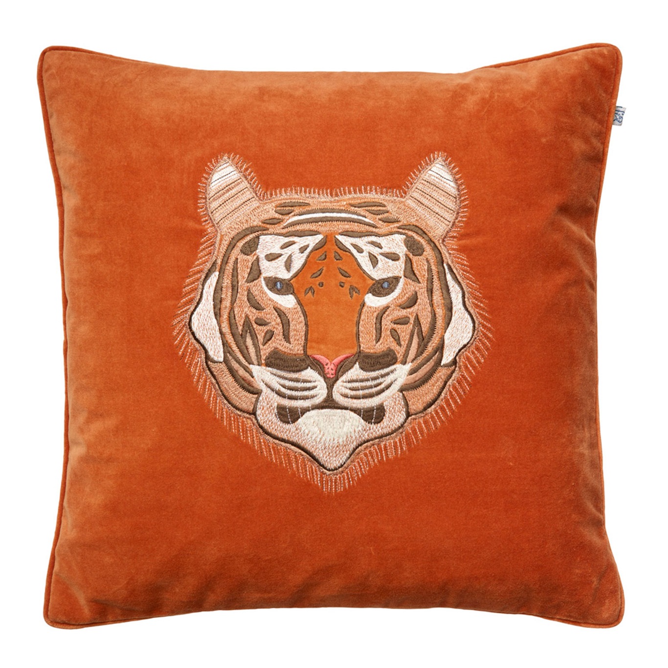Embroidered Tiger Velvet Kussensloop 50 x 50 cm, Oranje
