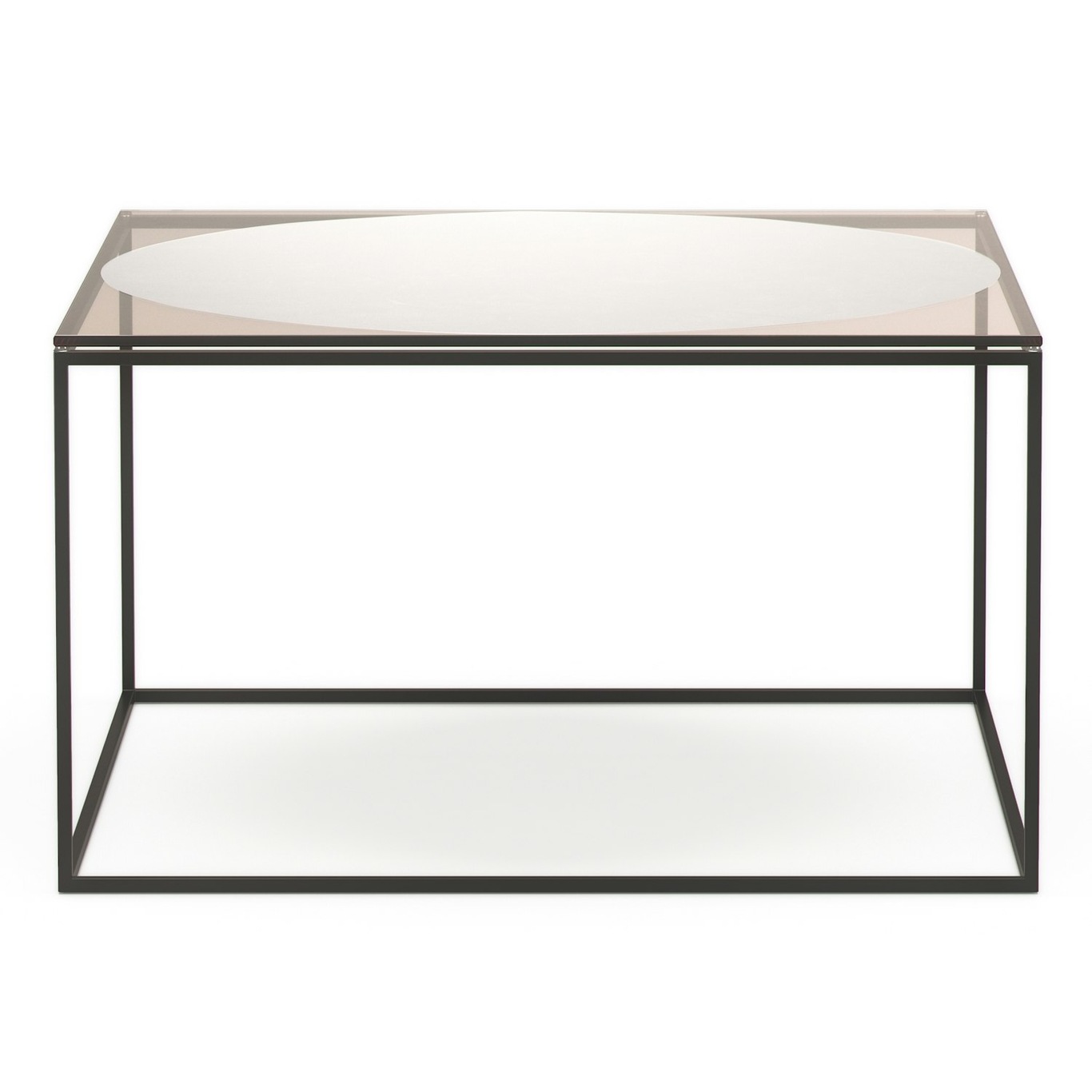 Observe Salontafel 70x70 cm, Amberkleurig Glas / Spiegelglas