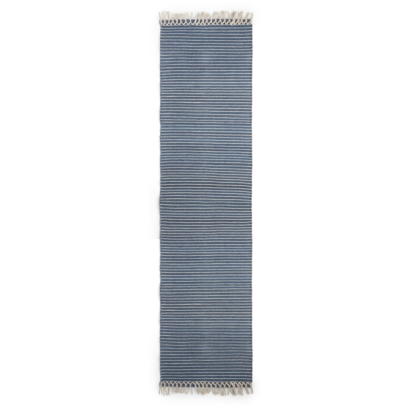 Bold Fringe Vloerkleed 70x300 cm, Dusty Blue