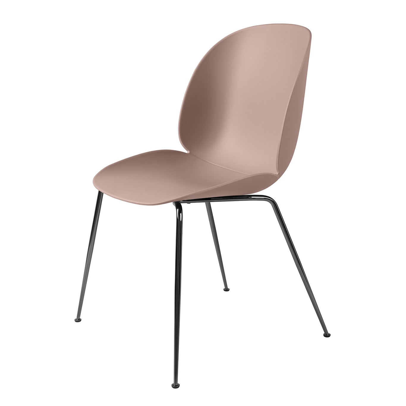 Beetle Dining Chair Unupholstered, Conic Base Black Chromed, Sweet Pink