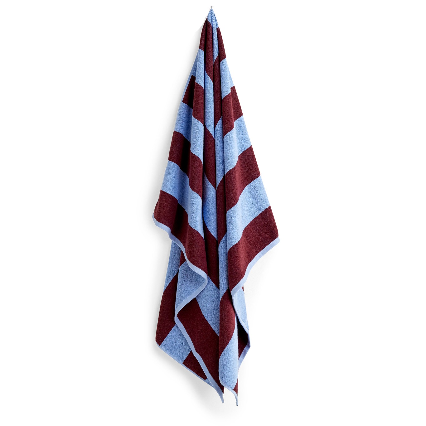 Frotté Stripe Badhanddoek 100x150 cm, Bordeaux/Hemelsblauw
