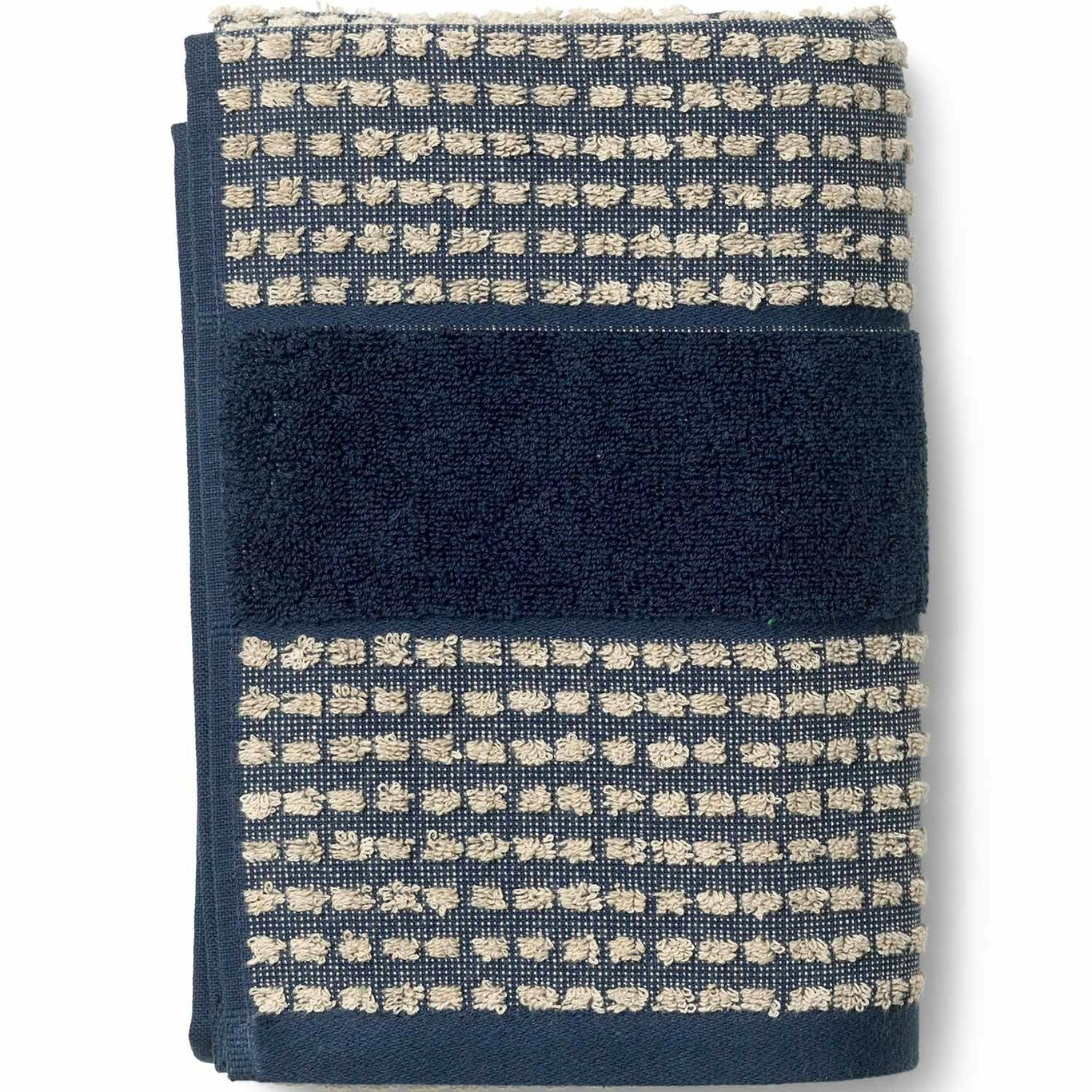 Check Handdoek 50x100 cm, Donkerblauw/Zand