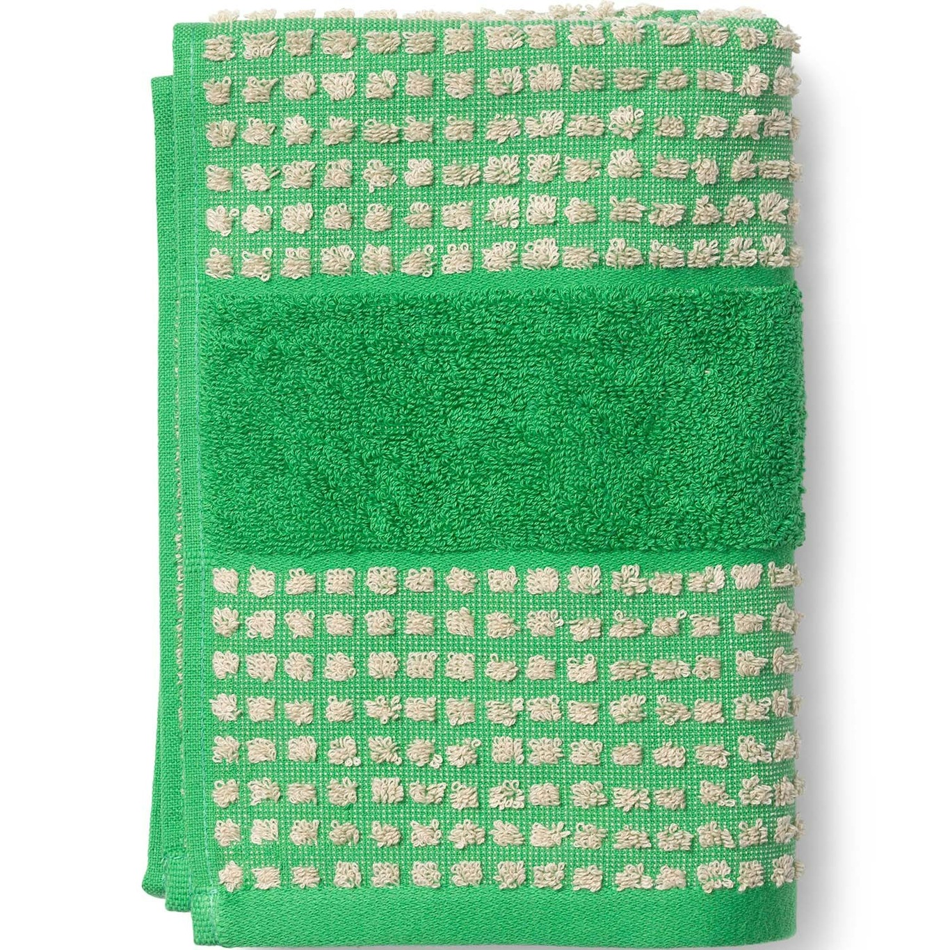 Check Handdoek 100x50 cm, Groen/Zand