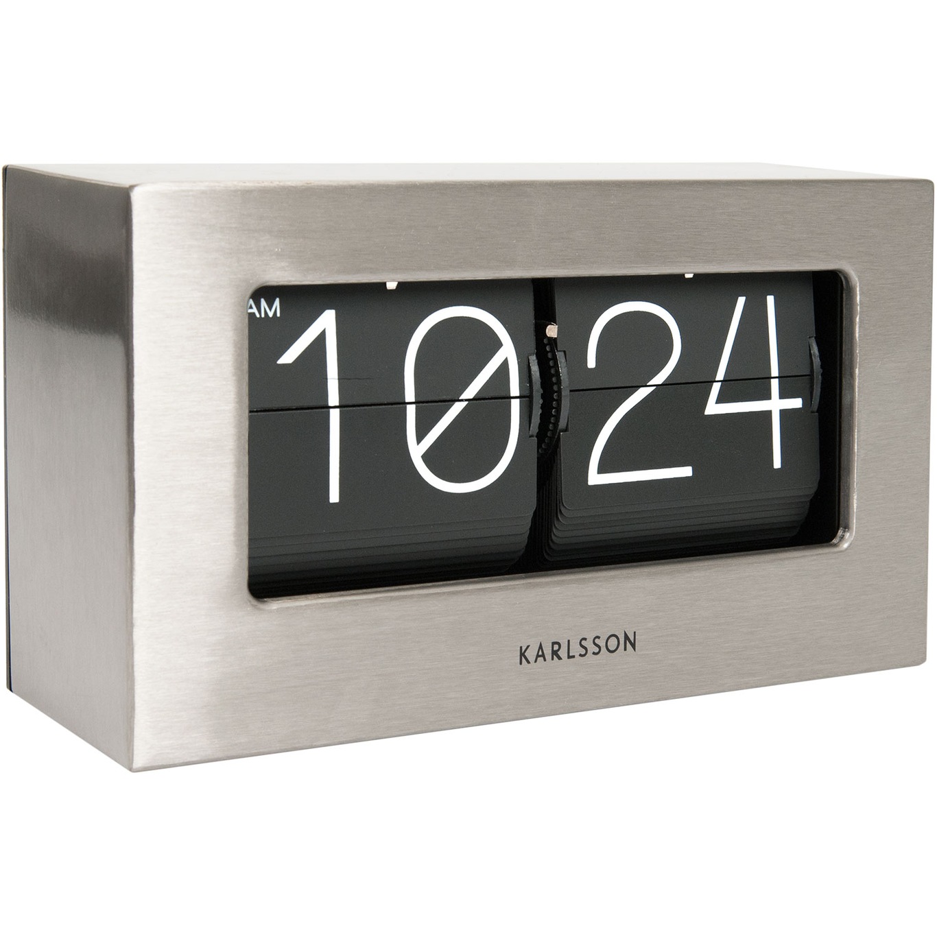 Boxed Flip Wall/Table Clock, Brushed Steel
