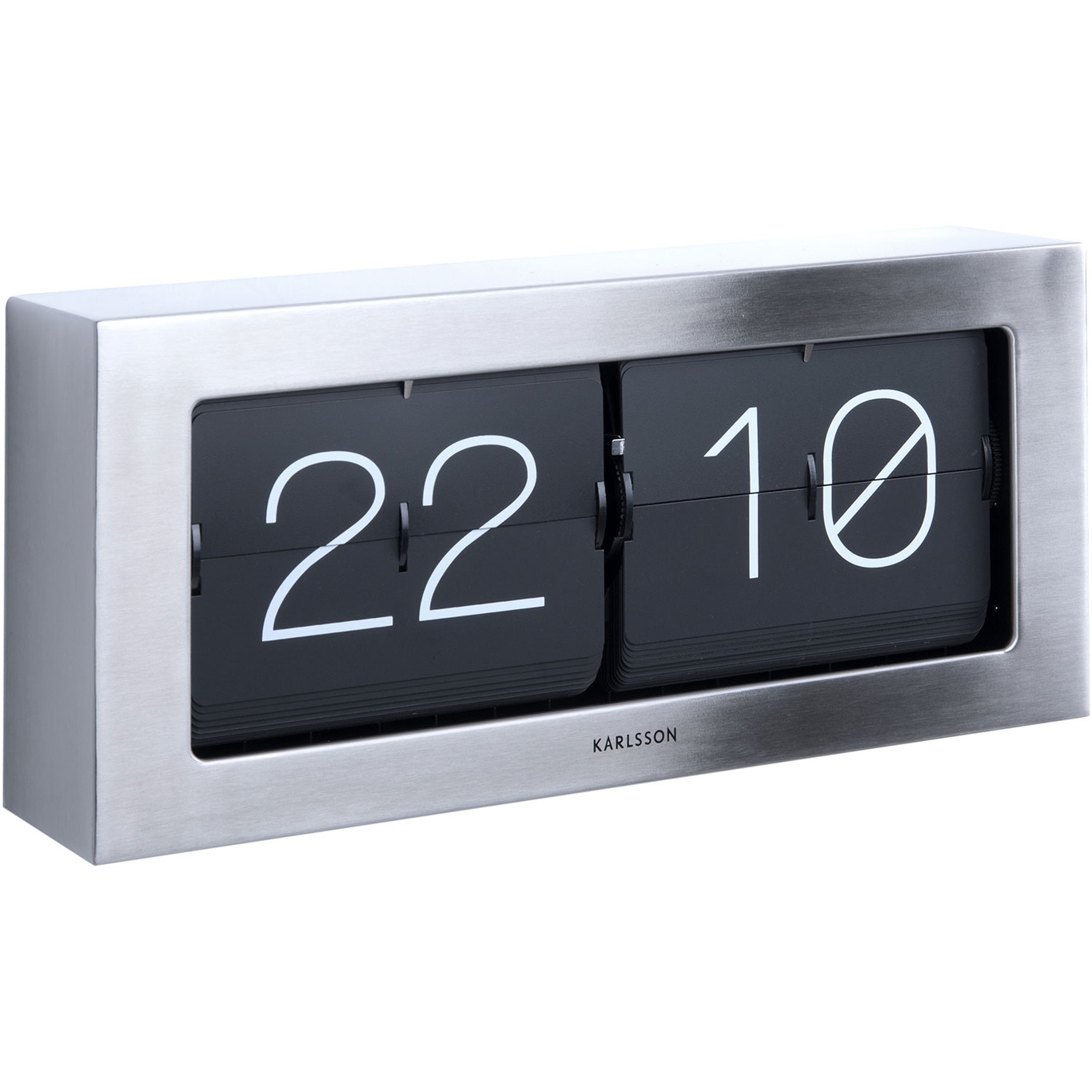 Boxed Flip XL Wall/Table Clock, Brushed Steel