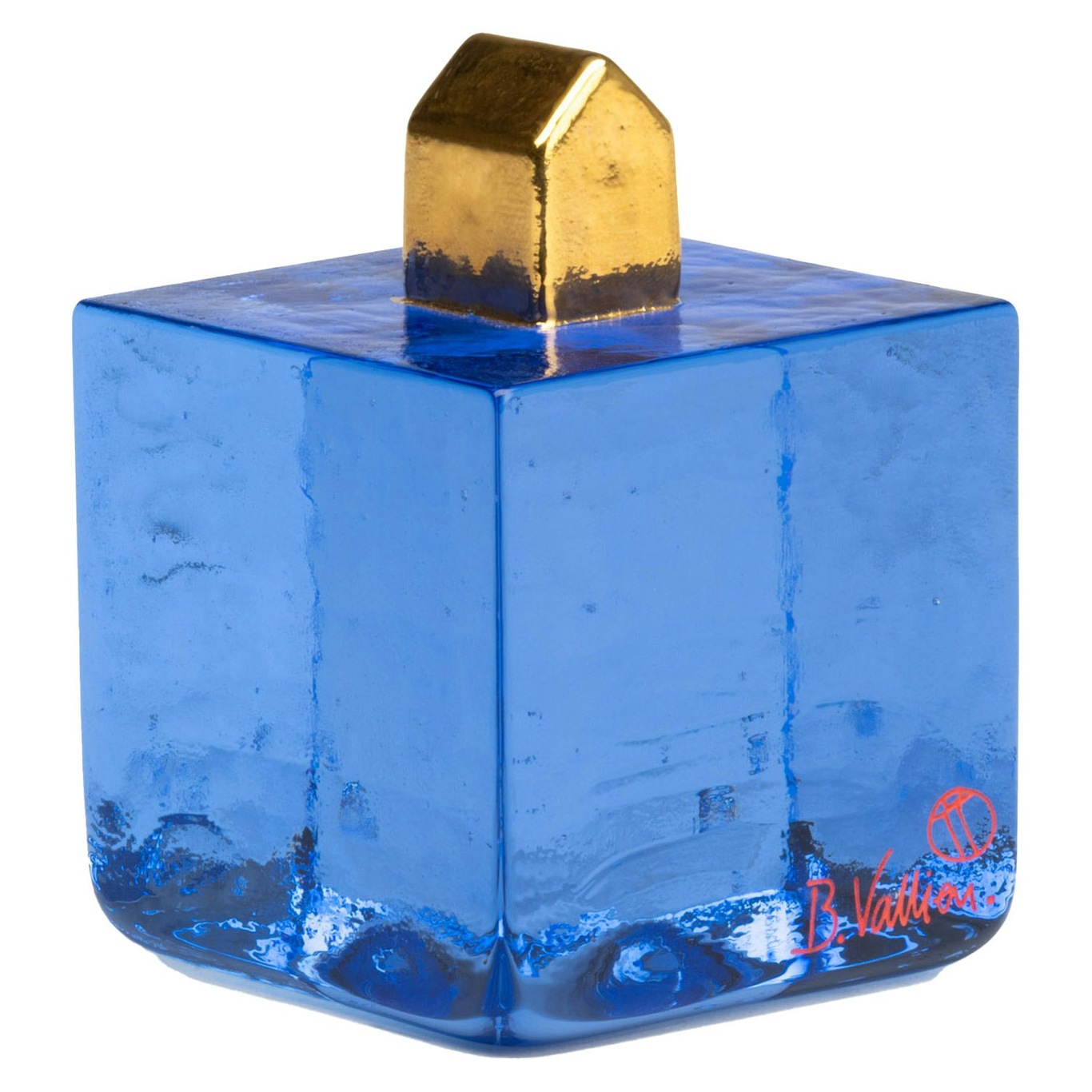 Fortress Cube Glaskunst, Blauw/Goud BV AC-23